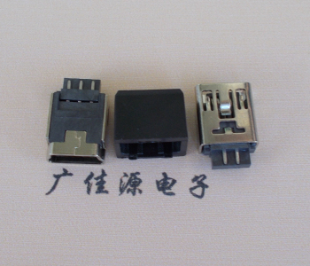 高埗镇MINI USB 5Pin接口 带护套焊线母座 B型180度铜壳