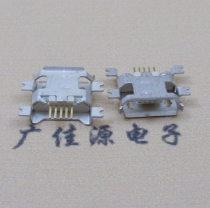 高埗镇MICRO USB5pin接口 四脚贴片沉板母座 翻边白胶芯