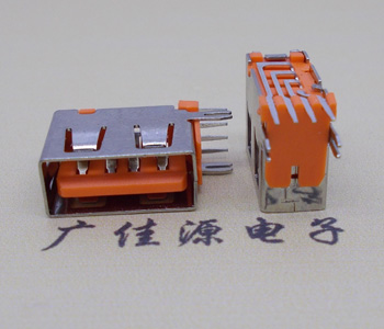 高埗镇USB 短体10.0接口 侧插4p母座 橙色胶芯鱼叉脚直边