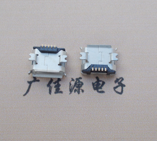 高埗镇Micro USB 5PIN接口,B型垫高0.9mm鱼叉脚贴片雾锡卷边