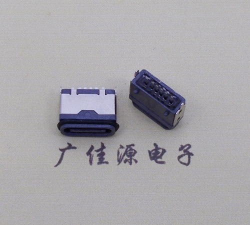 高埗镇usb type c6p防水立插母座两脚插带定位柱