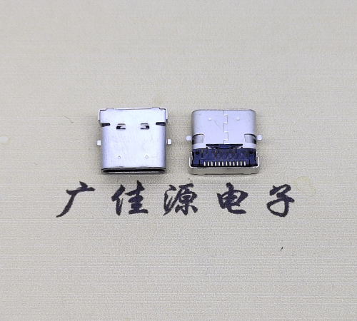 高埗镇type c24p板上双壳连接器接口 DIP+SMT L=10.0脚长1.6母头